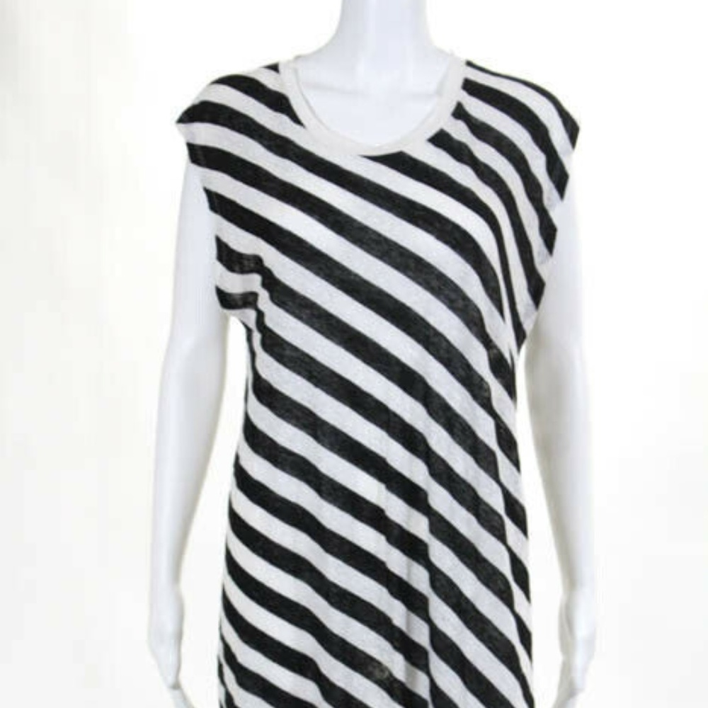 New IRO Linen Sleeveless Striped Shift Dress M